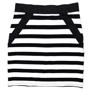 Black and White Striped Women's Skirt